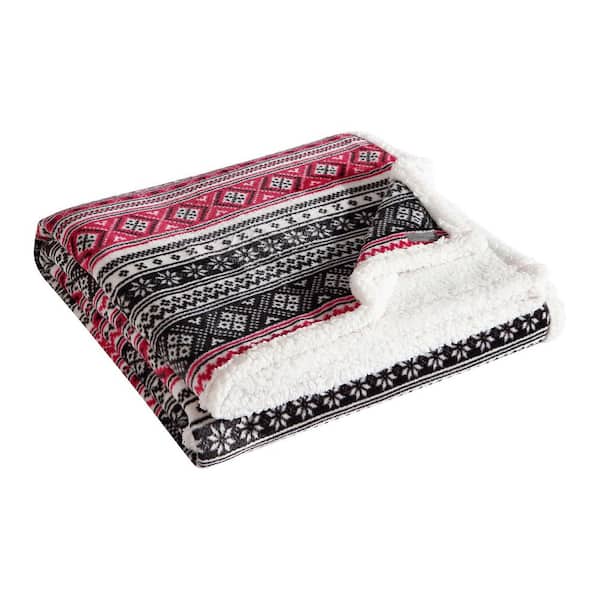Eddie Bauer Classic Fair Isle 1-Piece Red Ultra Soft Sherpa Microfiber Full/Queen  Blanket USHSEE1072546 - The Home Depot