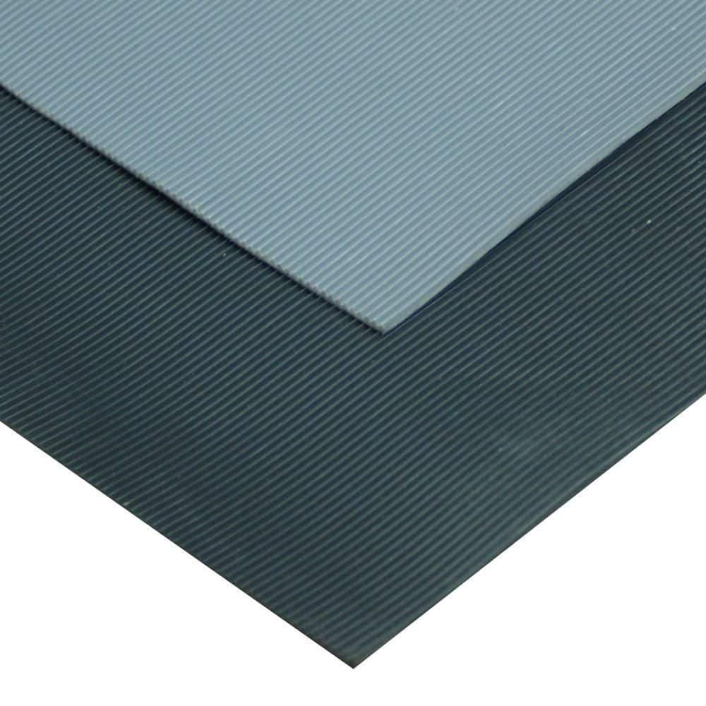 Black Fine-Ribbed Thermoplastic Rubber Garage Flooring Mat