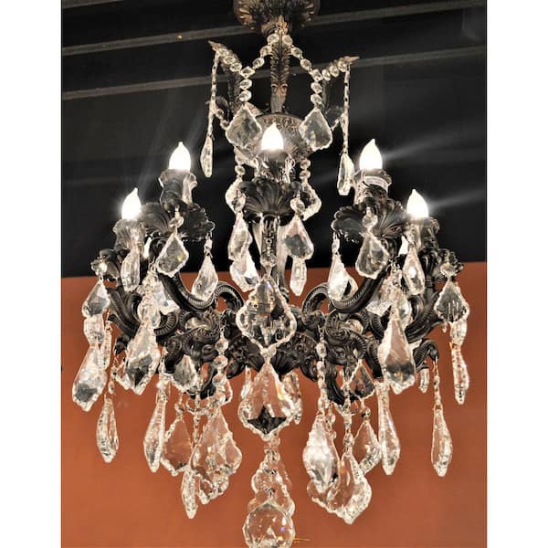 FLEMISH CANDLE-STYLE BRASS SINGLW TIER CHANDELIER, EIGHT-LIGHT