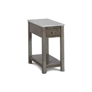 23.75 in. Gray Rectangle Marble End Table with 1-Drawer