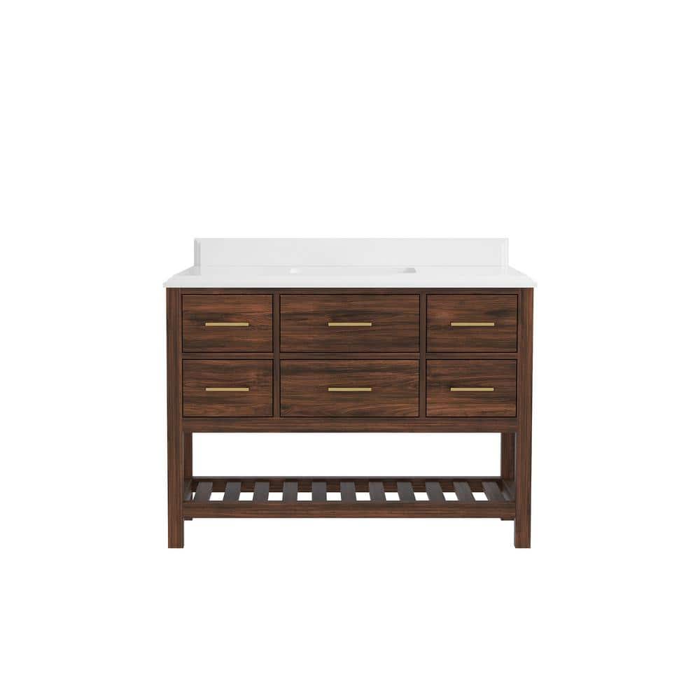 Parket Teak 48 in. W x 22 in. D x 36 in. H Single Sink Bath Vanity in Dark Walnut with 1.5 in. Empira White Qt. Top price history on PriceWatchPro