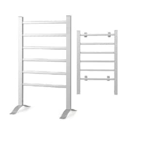 6 Stainless Steel Bars Electric Heated Towel Drying Rack for Bathroom, Wall Mounted Towel Warmer, in Silver