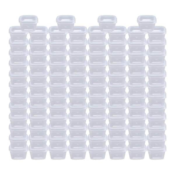 JFVKAF 1 oz Clear Plastic Souffle Cups with Hinged Lids Leak Proof Food  Storage Disposable Sauce Cup 100 Piece Pack X0D2D652 - The Home Depot