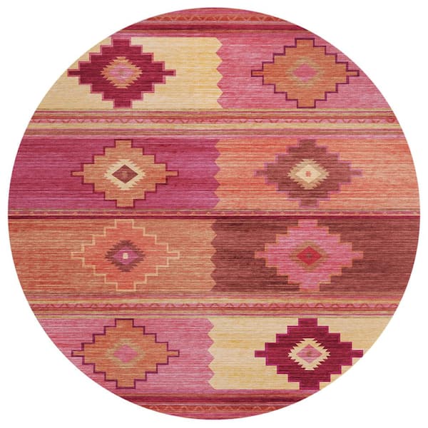 Sonora Pink 8 ft. x 8 ft. Geometric Indoor/Outdoor Area Rug