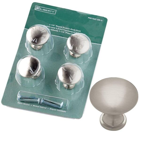 Liberty 1-1/4 in. Satin Nickel Round Solid Cabinet Knob (4-Pack)