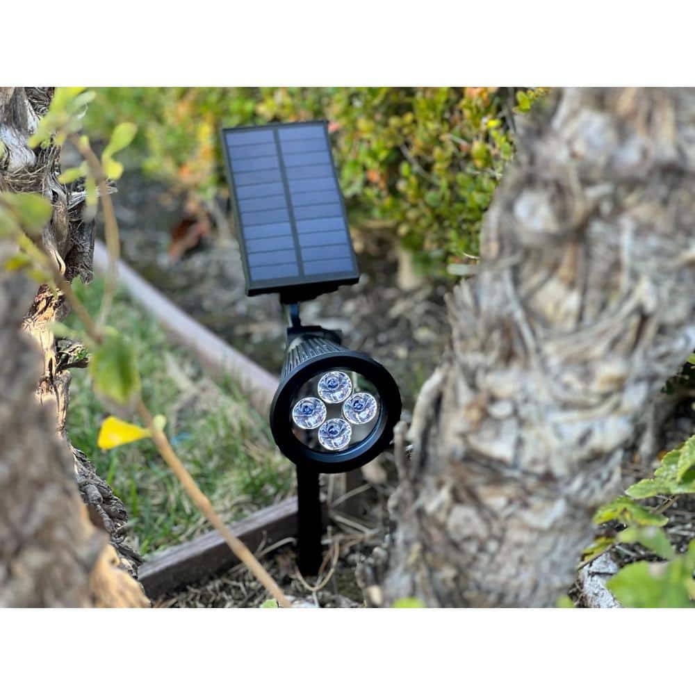 Black Solar Powered Adjustable LED Landscape Spotlights, 2-Pack