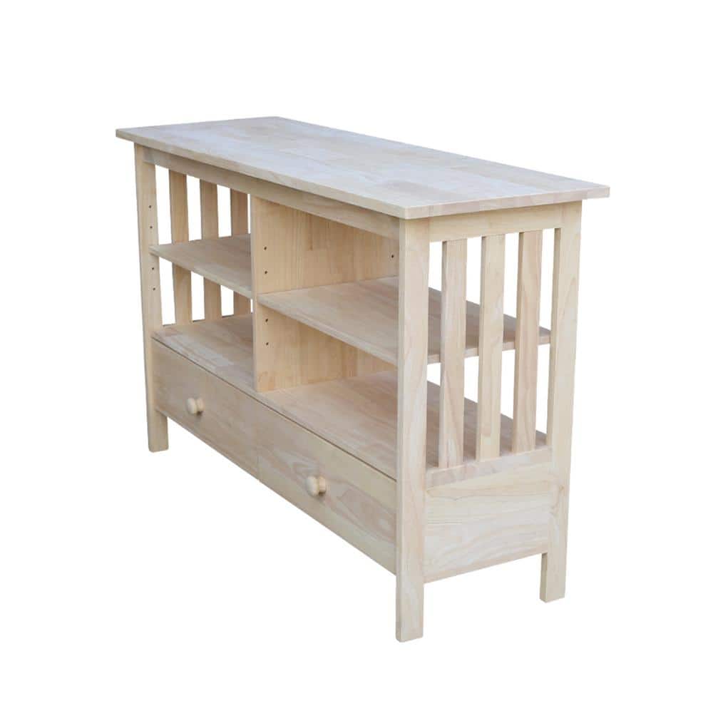 Solid Wood Classic Mission TV Stand with Cabinet - Light Brown