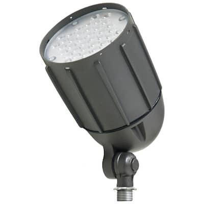 30W Line Voltage Bronze Integrated Outdoor LED Bullet Flood Light and Adjustable Mounting Bracket for Landscape Lighting