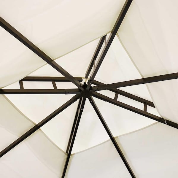 Sunnydaze 10 ft. x 10 ft. Soft Top Cream Gazebo with Mesh