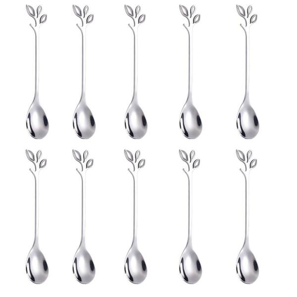10-Piece Mini Spoons, 4.7 in, Stainless Steel Espresso & Dessert Tea Spoons Set Bundle