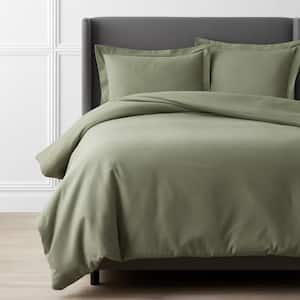 Company Cotton Solid Velvet Flannel Willow Green Queen Duvet Cover