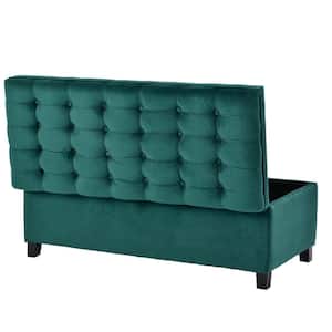 Green Upholstered Flip Top Storage Bench Button Tufted Top for Bedroom End of Bed (16.1 in. H x 46.5 in. W x 20.1 in. D)