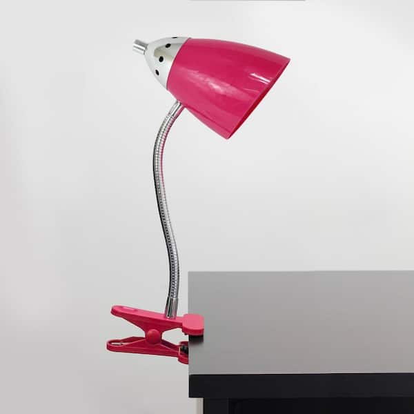 14.8 in. Pink Flexible Gooseneck Clip Light Desk Lamp