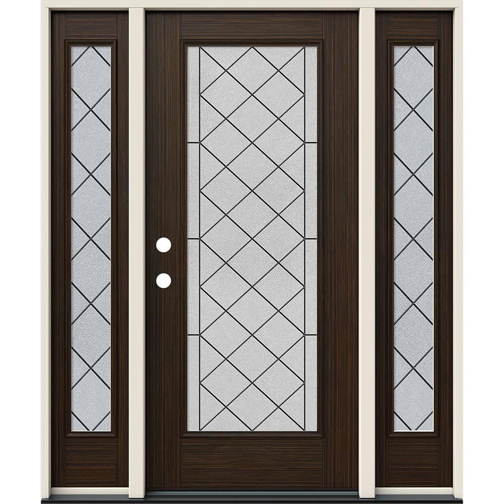 JELD-WEN 60 in. x 80 in. Right-Hand Full Lite Harris Decorative Glass ...