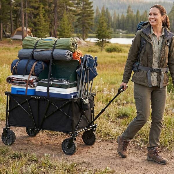 SKONYON 38 in. Collapsible Wagon Cart 400 lb. Capacity 180 L with