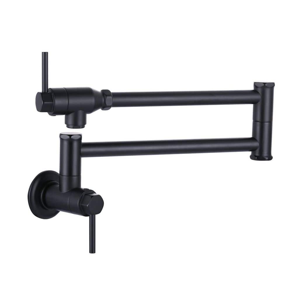 Commercial Solid Brass Wall Mounted Pot Filler Faucet with Double-Joint Swing Arm in Matte Black price history on PriceWatchPro