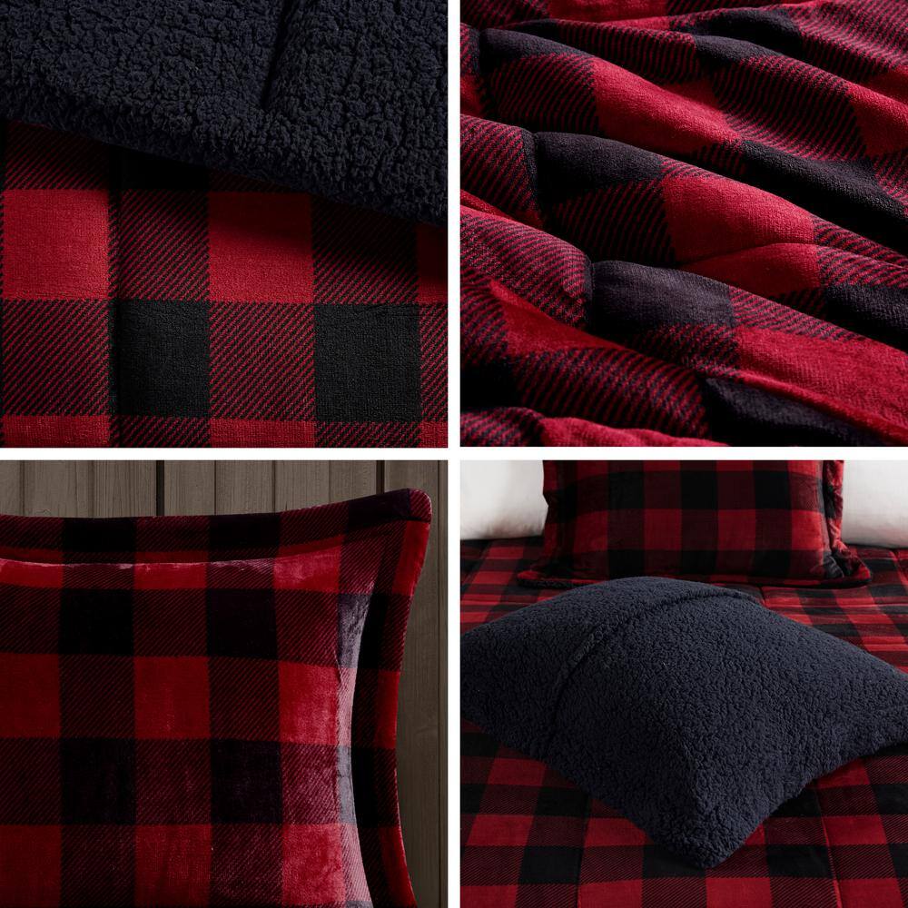 Full Red and Black Buffalo Check Down Alternative Bedspread Set