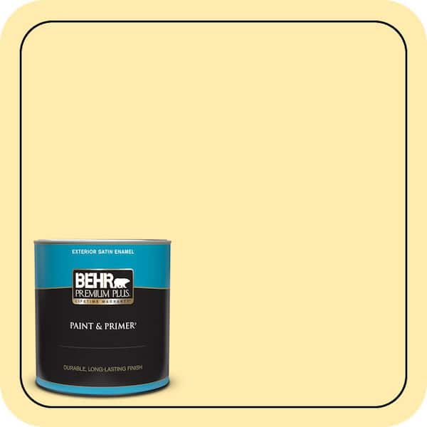 BEHR PREMIUM PLUS 1 qt. #370A-2 Pale Daffodil Satin Enamel Exterior Paint & Primer