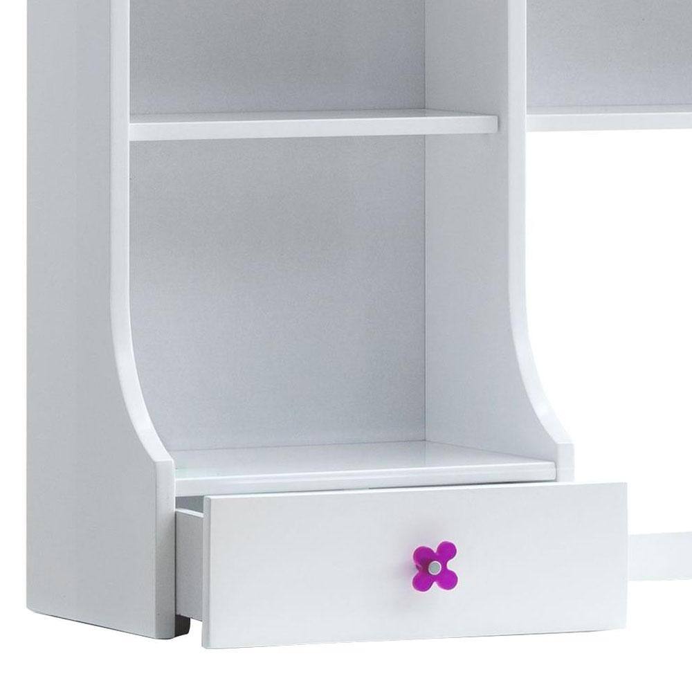 Meyer White Wood Desk Hutch with Storage Drawer