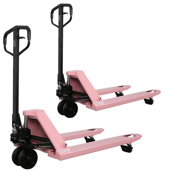 Pink Manual Pallet Jack (2-Pack) 5500 lbs. 7.3 in. Fork Lowered Hydraulic Pallet Truck w/ 48 x 27 in. Fork