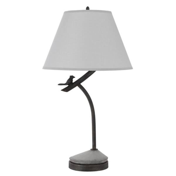 HomeRoots 33 in. Charcoal Metal Table Lamp with Gray Empire Shade