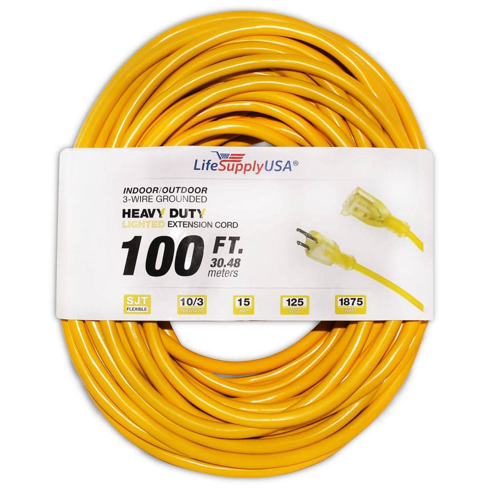 100 ft 12/3 SJTW Outdoor Heavy-Duty Lock Jaw Extension Cord