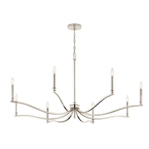 Malene 52 in. 8-Light Polished Nickel Traditional Candle Chandelier for Dining Room