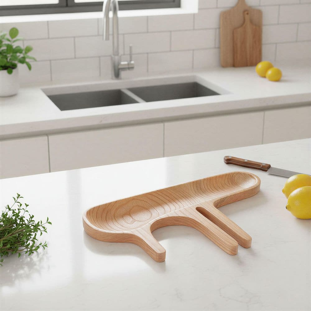 Storied Home 11 in. W x 1 in. H x 18 in. D Abstract Shaped Natural Brown Wood Serving Tray
