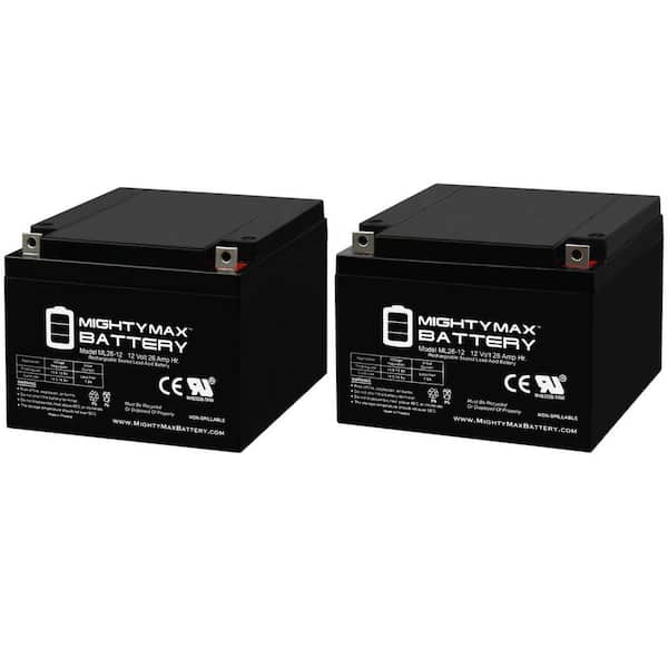 MIGHTY MAX BATTERY 12V 26AH Replacement Battery for NP12-24 UPS Computer Back Up Power - 2 Pack