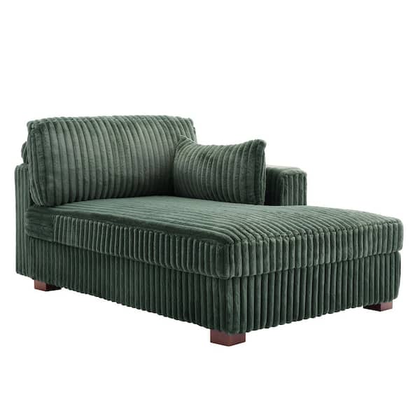 Modern Right Arm Facing Green Faux Rabbit Fur Polyester Upholstered Sectional Chaise Lounge with Wood Frame(Set of 1)