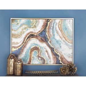 1- Panel Geode Enlarge Slice Framed Wall Art with Gold Frame 36 in. x 47 in.