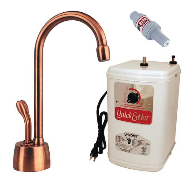 Westbrass 9-1/4 in. Develosah 2-Handle Hot and Cold Water Dispenser with Instant Hot Water Tank, Antique Copper