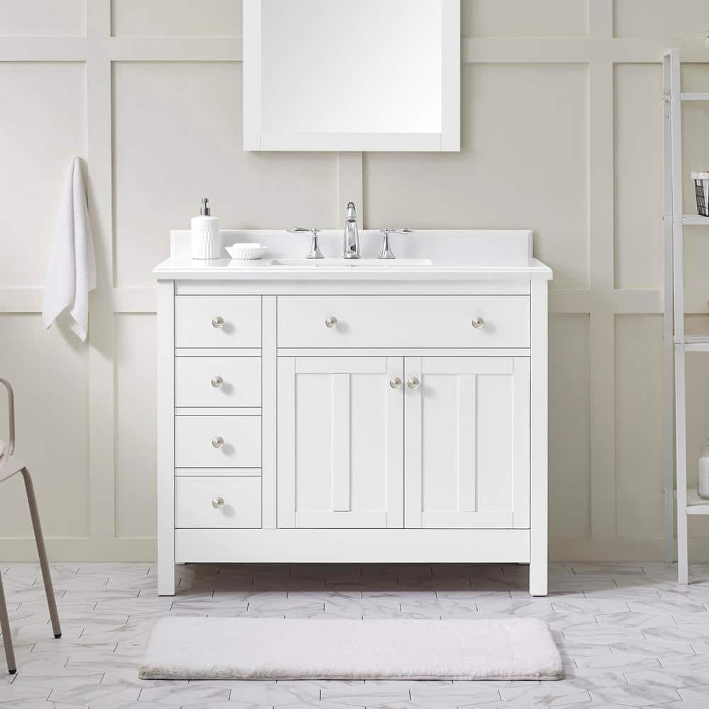 Reviews for OVE Decors Newcastle 42 in. Single Sink Pure White Bath ...