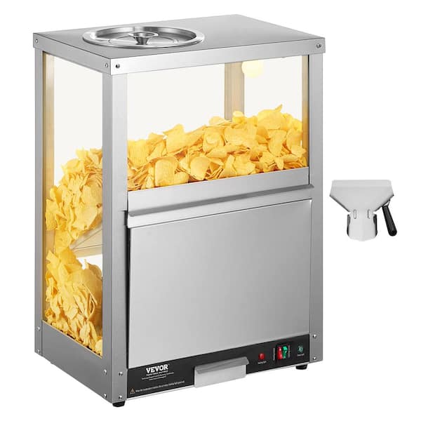 VEVOR Commercial Nacho Chip Warmer, 84.5 qt. 1-Crocks with Heating Base and Warming Light, in Silver Buffet Server