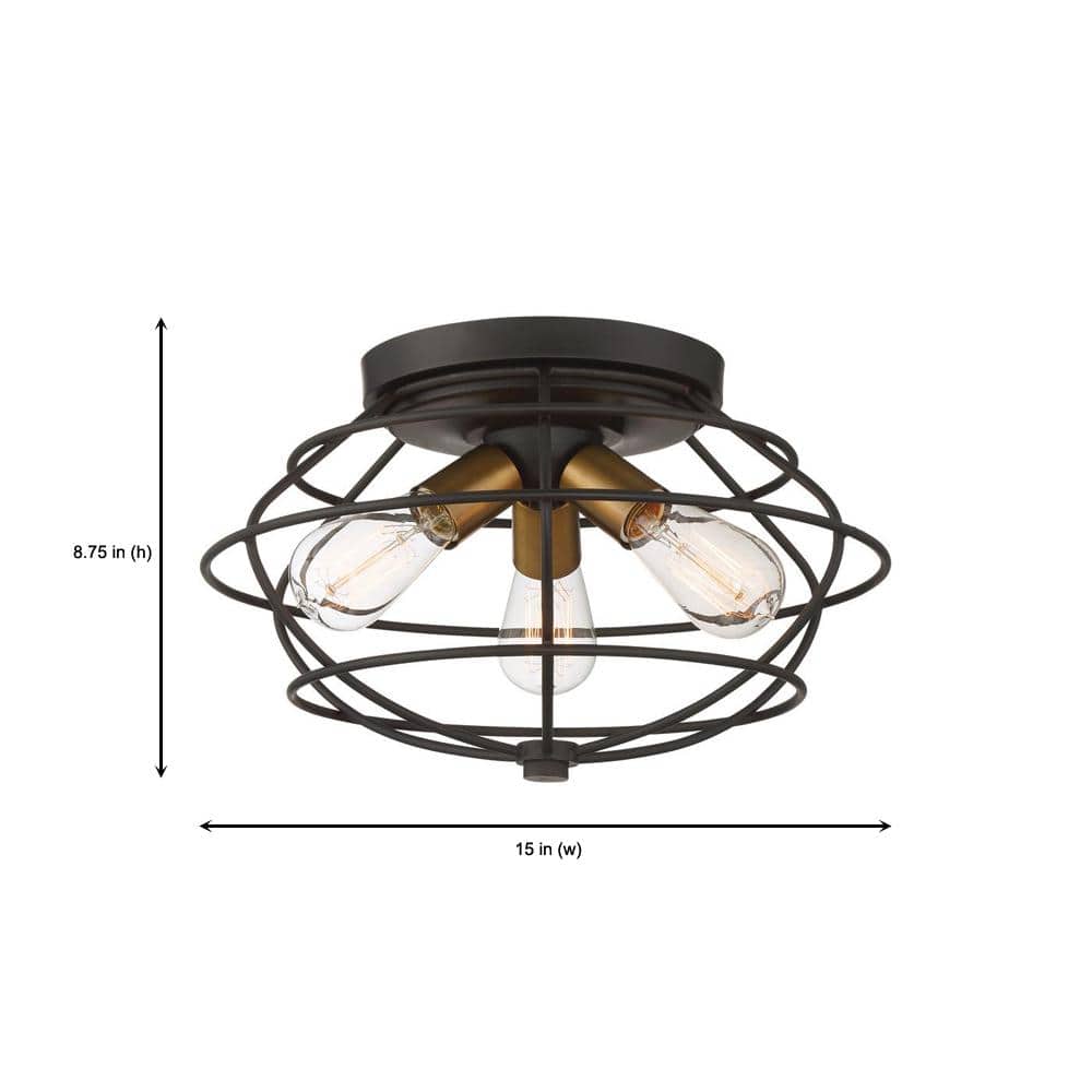 Vintage Bronze Geometric Flush Mount Ceiling Light