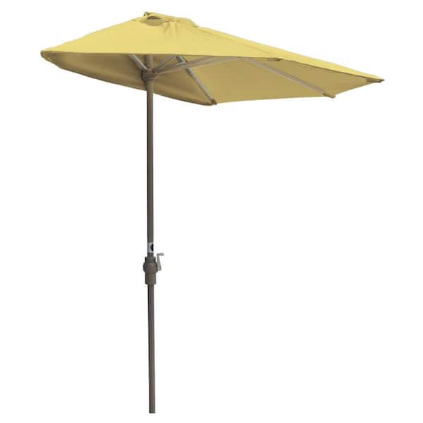 Blue Star Group Off-The-Wall Brella 7.5 ft. Patio Half Umbrella in Yellow Olefin