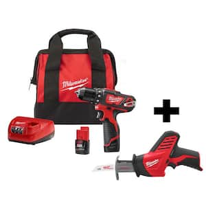 M12 12V Lithium-Ion Cordless 3/8 in. Drill/Driver Kit with Free M12 Hackzall Reciprocating Saw