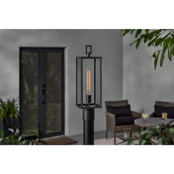 Porter Hills 20.67 in 1-Light Black Steel Hardwired Weather Resistant Outdoor Pier Mount Post Light, No Bulb Included