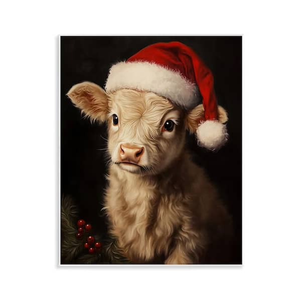 Christmas Hat Highland Cow by Arlington Prints 1-Piece Unframed Graphic Animal Art Print 14 in. x 11 in.