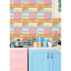Multi-Colored Warm Kiki Shapes Peel & Stick Wallpaper Sample