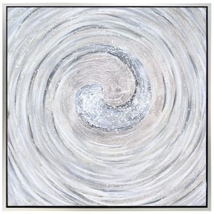 "Silver Swirl" by Martin Edwards Framed Textured Metallic Abstract Hand Painted Wall Art 36 in. x 36 in.