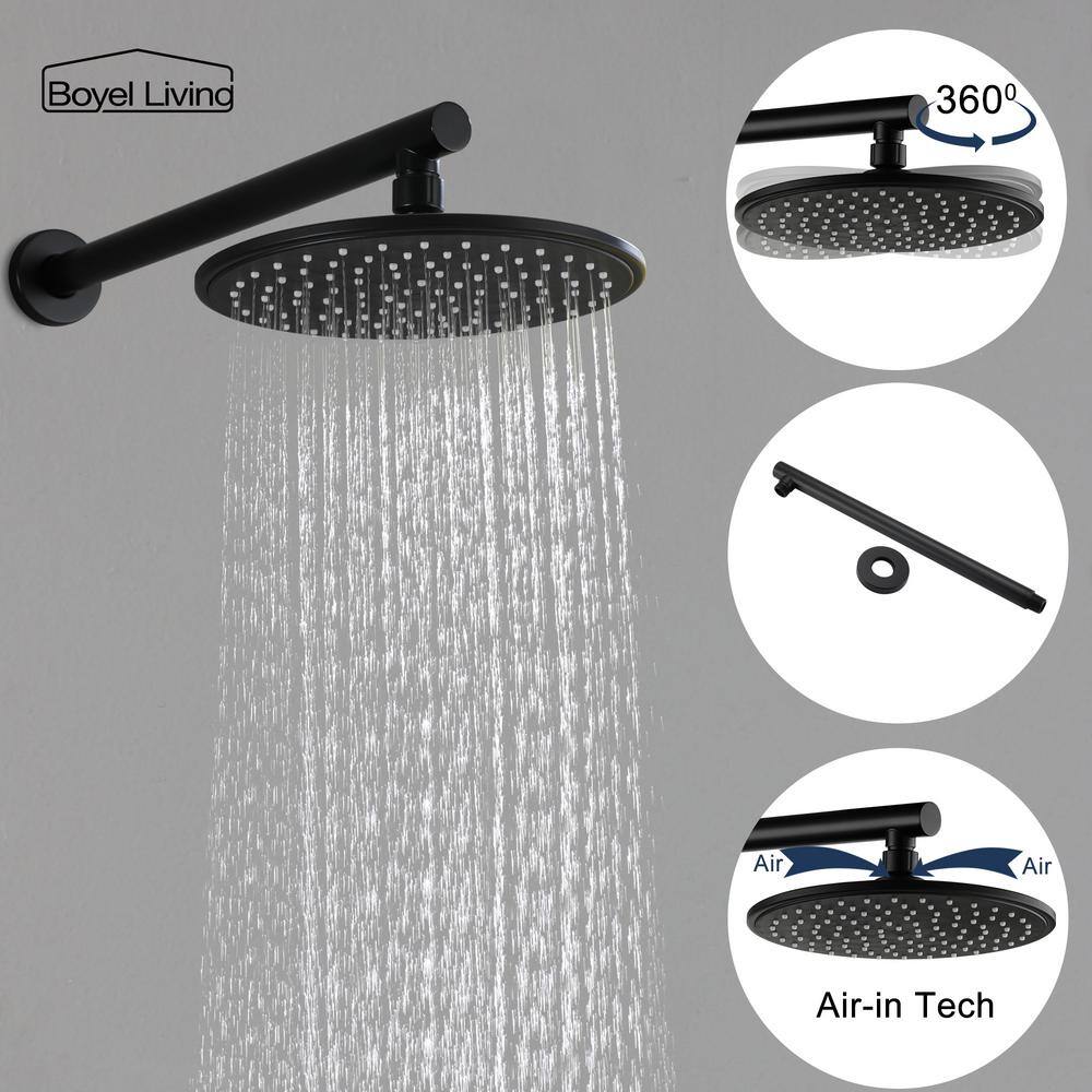 Matte Black Brass Wall Mounted Rain Shower System