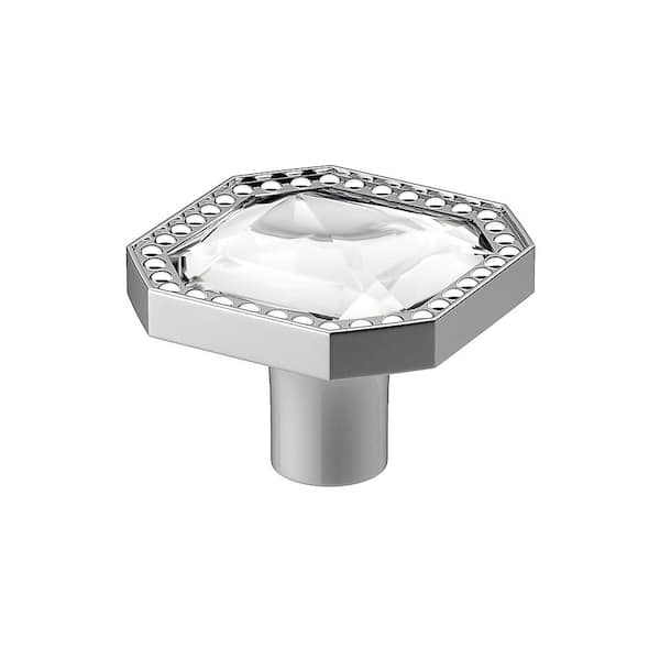 Richelieu Hardware Merritt Collection 1-1/4 in. (32 mm) x 1-1/4 in. (32 mm) Crystal and Chrome Contemporary Cabinet Knob