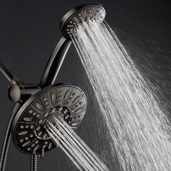 48-spray 7 in. Dual Shower Head and Handheld Shower Head in Oil Rubbed Bronze