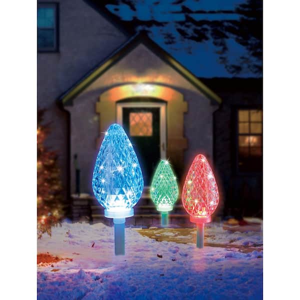 Illuminations 18.7 ft. Color Blast Remote Controlled C35 Pathway Markers RGB LED Lights (3-Pack)