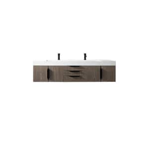 Mercer Island 72.5 in. W x 19 in. D x 18.3 in. H Bathroom Vanity in Ash Gray with Glossy White Composite Top