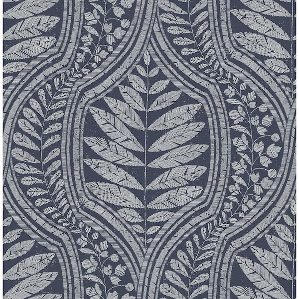 SCOTT LIVING Juno Indigo Ogee Indigo Wallpaper Sample