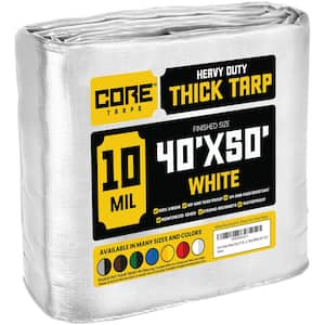 40 ft. x 50 ft. White 10 Mil Heavy Duty Polyethylene Tarp, Waterproof, UV Resistant, Rip and Tear Proof