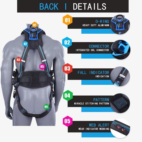 KIWDZFU XS/S Fall Protection Full Body Safety Harness with Support