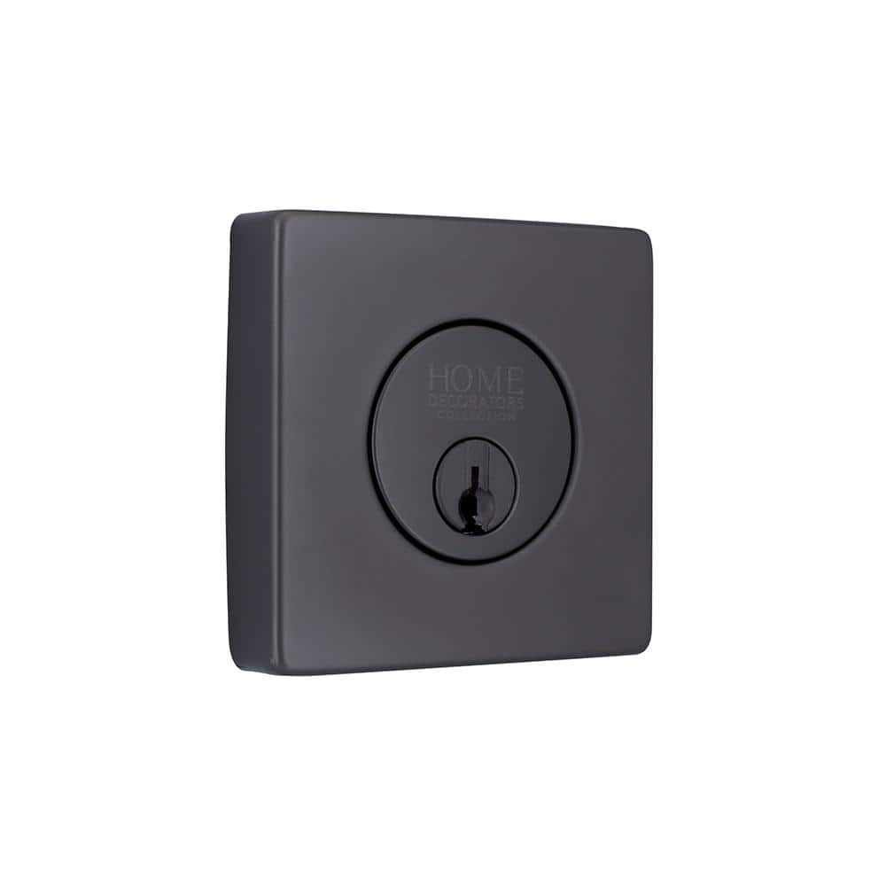 Square Gun Metal Single Cylinder Deadbolt Featuring Dual Keyway